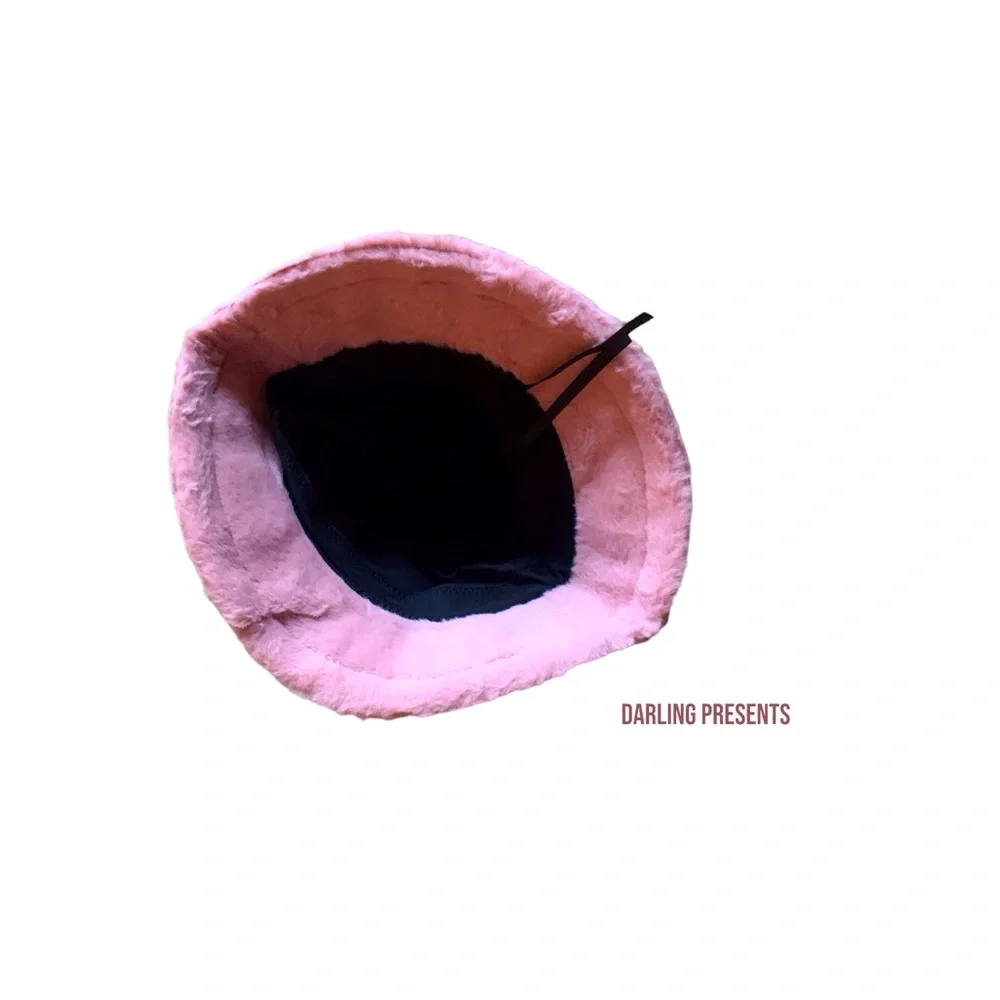 Fluffy Fuzzy Bucket Hat Size Women Color Pink Size OS